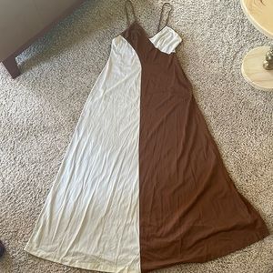 Semi-sheer, vintage, color-block dress